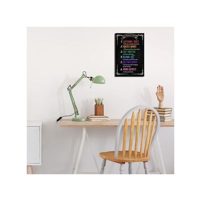 Classroom Rule Wall Art Prints Canvas For Student Study Learning Painting Decor For Primary Middle School Framed Size 12X18 Inch