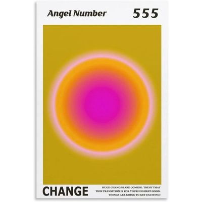 Colorful Gradient Aura Angel Numbers Poster Aesthetic Inspirational Quotes Wall Art Canvas Prints Pictures For Bedroom 12X16Inch Unframe