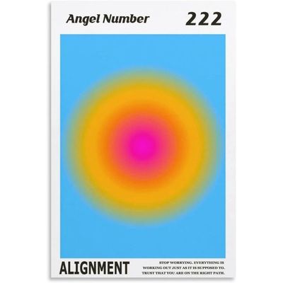 Colorful Gradient Aura Angel Numbers Poster Aesthetic Inspirational Quotes Wall Art Canvas Prints Pictures For Bedroom 12X16Inch Unframe