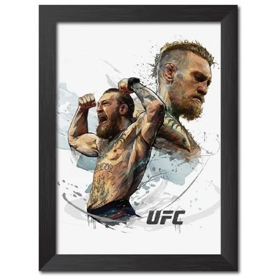 Conor Mcgregor Ufc Superstar Boxer Poster Laminated Posters Framed Painting With Matt Finish Black Frame (12 Inches X 9 Inches)