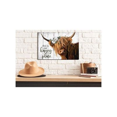 Cow Yak Decor, Rustic Canvas Print, Retro Vintage Wall Art For Home Decoration (Brown, 12X16Inch)