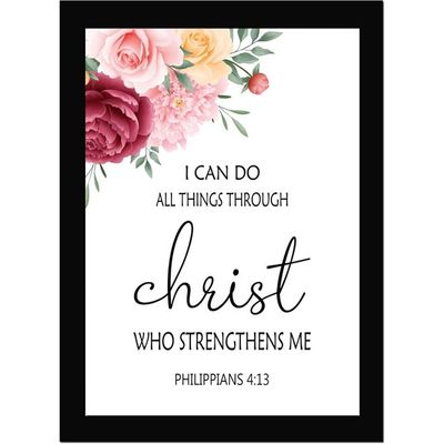 Creative I Can Do All Things - Bible Verse Wall Photo Framed Wall Poster, Bible Quotes Print With Frame, Home, Office Decor, Bible Quotes Poster (13.6 Inch X 10.2 Inch)
