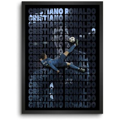 Cristiano Ronaldo Best Goal Wall Decoration Art Framed Poster, 12 Inch X 18 Inch, Glass With 0.5 Inch Black Wooden Frame