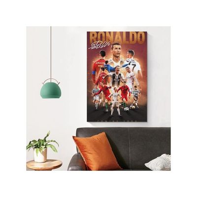 Cristiano Ronaldo Poster 2 Wall Art Canvas Print Poster Home Bathroom Bedroom Office Living Room Decor Canvas Poster Unframe: 12X18Inch(30X45Cm)
