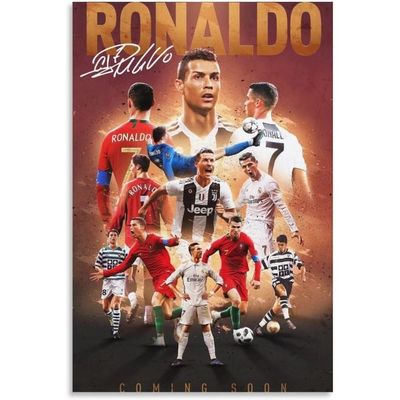Cristiano Ronaldo Poster 2 Wall Art Canvas Print Poster Home Bathroom Bedroom Office Living Room Decor Canvas Poster Unframe: 12X18Inch(30X45Cm)