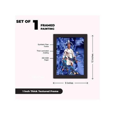 Cristiano Ronaldo Poster Real Madrid Legend Cr7 Laminated Poster Framed Paintings With Matt Finish Black Frame (12 Inches X 9 Inches)