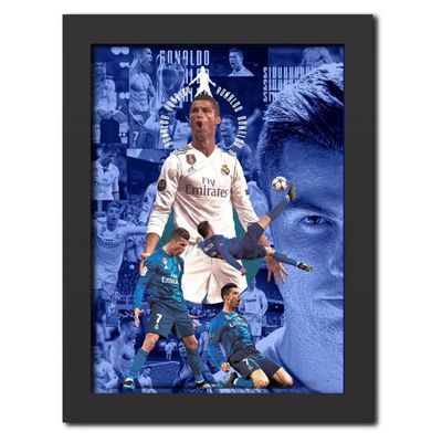 Cristiano Ronaldo Poster Real Madrid Legend Cr7 Laminated Poster Framed Paintings With Matt Finish Black Frame (12 Inches X 9 Inches)