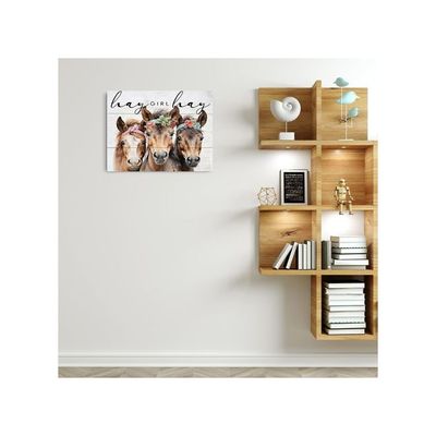 Cute Horse Decor Horse Gifts Canvas Wall Art Wall Decor Vintage Country Horse Stuff Framed Poster Artwork Prints Pictures For Home Bathroom Kitchen Cowgirl Girls Room Living Room 15" X 11.4"