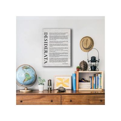 Desiderata Literature Quote Poster Canvas Wall Art For Office Home Decor - Motivational Literaty Canvas Print Wall Art Painting Ready To Hang Gifts - Easel & Hanging Hook 12X15 Inch