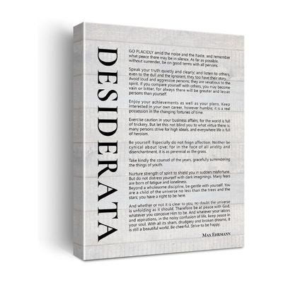 Desiderata Literature Quote Poster Canvas Wall Art For Office Home Decor - Motivational Literaty Canvas Print Wall Art Painting Ready To Hang Gifts - Easel & Hanging Hook 12X15 Inch