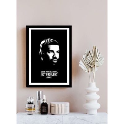 Drake Poster Framed Acrylic Glass For Room & Office (10 Inch X 13 Inch, Framed) Multi Color