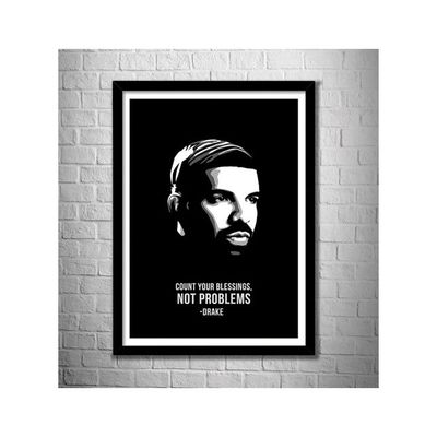 Drake Poster Framed Acrylic Glass For Room & Office (10 Inch X 13 Inch, Framed) Multi Color