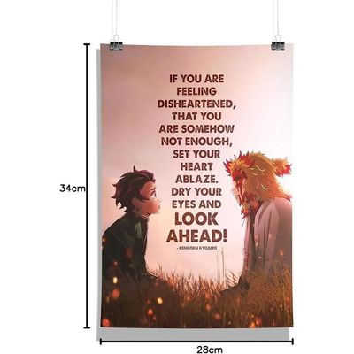 Engineered Wood - Demon Slayer - Rengoku - Final Words Design A4 Size Poster (With Frame)