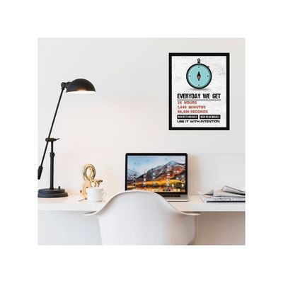 Every Day We Get24 Hours1,440 Minutes86,400 Seconds Non-Refundable Non Renewable Use It With Intention - Motivational Quotes Frames For Office, Home, Student – (14 X 11 Inches)