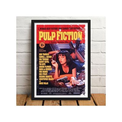 Fiction Movie Minimal Art Framed Poster With Non Breakable Acrylic Sheet (10 X 13 Inch Framed) Multicolor