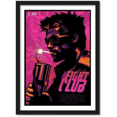 Fight Club Movie Poster Frame For Room And Office (10 X 13 Inch, Framed)