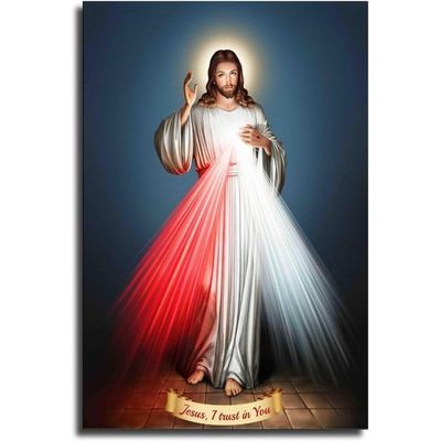 Fio Jesus Christ Divine Mercy Poster Decorative Painting Canvas Wall Art Living Room Posters Bedroom Painting 16X24Inch(40X60Cm)