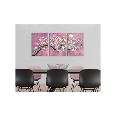 Flower Wall Art Cherry Blossom Purple Wall Paintings Elegant Floral With Butterfly Pictures Canvas Prints Extra Large Size For Living Room Wall Decor Bedroom Office Artwork Home Room Decoration
