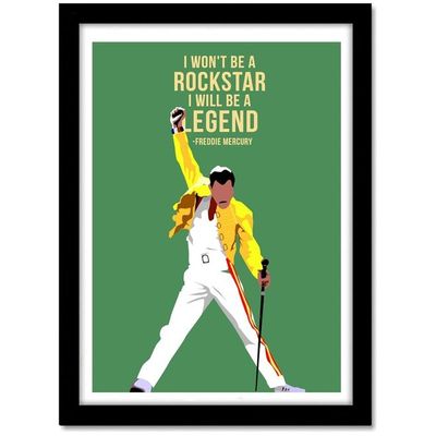 Freddie Mercury Acrylic Glass Framed Poster (10 Inch X 13 Inch Multicolour White Border Medium)