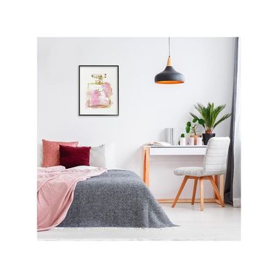 Glam Perfume Bottle Gold Pink Stretched Canvas Wall Art