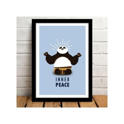 Glass Panda Animals Printed Framed Poster (Multicolour, 10X13Inch) Home Wall Decoration Bedroom Living Gift Painting Sticker Wallpaper Boys Hostel