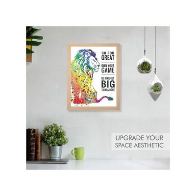 Go For Great Own Your Game Be Kind, Get Big Things Done Photo Frames For Wall - Motivational Quotes Frames - Lion Poster With Frame - Quotes Wall Frames - (14 X 11 Inches)
