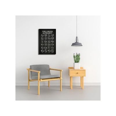 Greek Alphabet Letter Learning Posters Framed Art Prints Wall Decor Canvas Black And White Wall Art Painting Picture For Living Room, Ready To Hang Framed Size 12X18 Inch (30X45Cm)