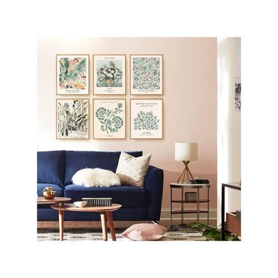 Green Matisse Wall Art Prints Set Of 6 Canvas Vintage Eclectic Aesthetic Abstract Gallery Floral Van Gogh William Morris Flower Market For Bedroom Living Room Decor (11"X14" Unframed)