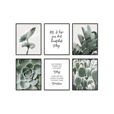 Green Room Decor Wall Art Prints Bathroom Decor Wall Art Motivational Wall Art Bedroom Wall Decor Plant Leaves Set Of 6 (8X10In Unframed, Sage Green)