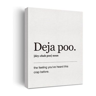Gtgic Deja Poo Definition Funny Framed Canvas Print Wall Art Decoration Poster Artwork Ready To Hang Size 12X15 Home Bathroom Decor