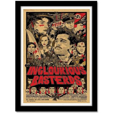 Hollywood Posters Inglourious Basterds Movie Framed Poster For Room & Office (10 Inch X 13 Inch, White)