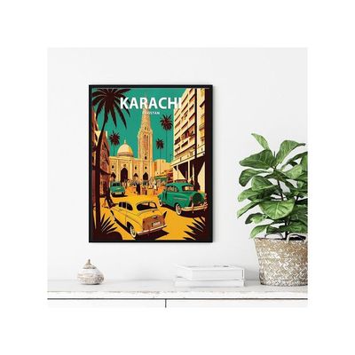 Homeartprint Karachi Art Print Poster, Pakistan Wall Art Painting Decor, Middle East Art Home Decor Artwork For Bedroom Living Room Bathroom Decor (Karachi, Pakistan, 11X14 Inches (Unframed))