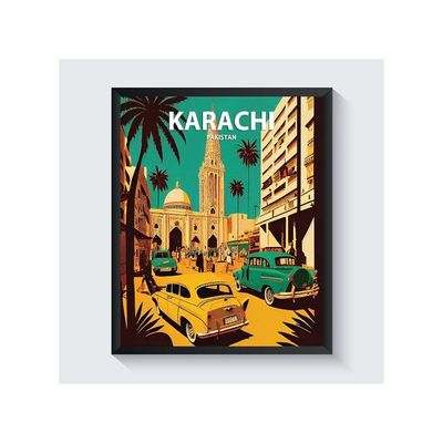 Homeartprint Karachi Art Print Poster, Pakistan Wall Art Painting Decor, Middle East Art Home Decor Artwork For Bedroom Living Room Bathroom Decor (Karachi, Pakistan, 11X14 Inches (Unframed))