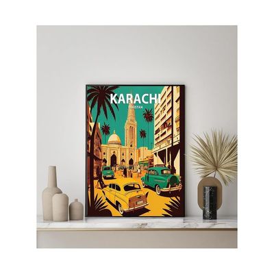 Homeartprint Karachi Art Print Poster, Pakistan Wall Art Painting Decor, Middle East Art Home Decor Artwork For Bedroom Living Room Bathroom Decor (Karachi, Pakistan, 11X14 Inches (Unframed))
