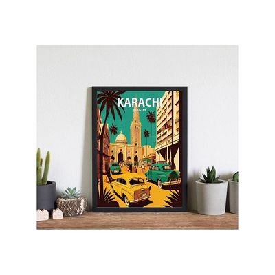 Homeartprint Karachi Art Print Poster, Pakistan Wall Art Painting Decor, Middle East Art Home Decor Artwork For Bedroom Living Room Bathroom Decor (Karachi, Pakistan, 11X14 Inches (Unframed))