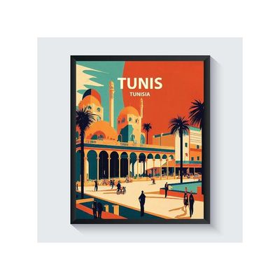 Homeartprint Tunis Art Print Poster, Tunisia Wall Art Painting Decor, Middle East Art Home Decor Artwork For Bedroom Living Room Bathroom Decor (Tunis, Tunisia, 11X14 Inches (Unframed))