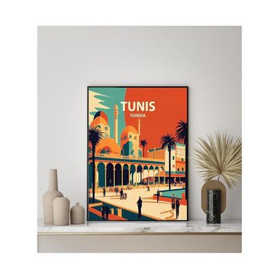 Homeartprint Tunis Art Print Poster, Tunisia Wall Art Painting Decor, Middle East Art Home Decor Artwork For Bedroom Living Room Bathroom Decor (Tunis, Tunisia, 11X14 Inches (Unframed))