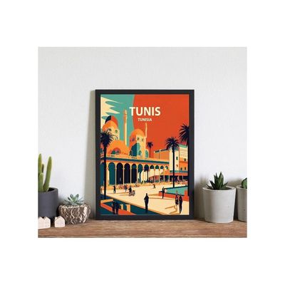 Homeartprint Tunis Art Print Poster, Tunisia Wall Art Painting Decor, Middle East Art Home Decor Artwork For Bedroom Living Room Bathroom Decor (Tunis, Tunisia, 11X14 Inches (Unframed))