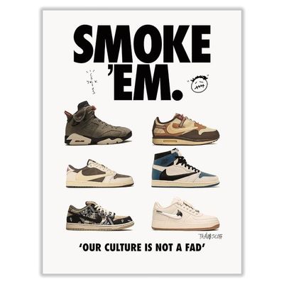 Hypebeast Sneaker Poster Unframed Michael Jordan & Travis Scott Poster