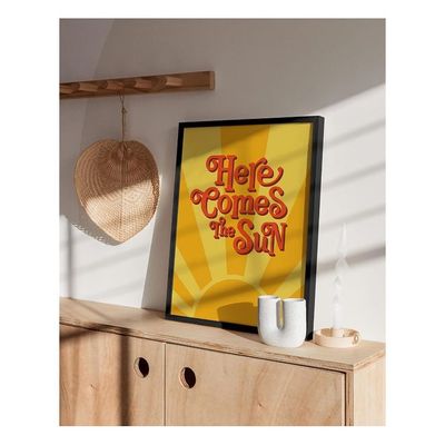 Indie Posters And Hippie Posters For Bedroom - Beatles Lyrics Wall Art Indie Pictures Wall Decor | Lyrical Artworks Beatles Lyrics Art Unframed 12"X16" (Here Comes The Sun)