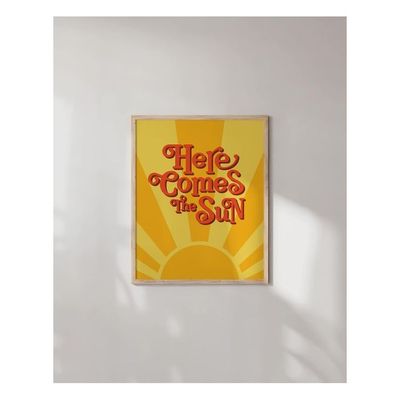 Indie Posters And Hippie Posters For Bedroom - Beatles Lyrics Wall Art Indie Pictures Wall Decor | Lyrical Artworks Beatles Lyrics Art Unframed 12"X16" (Here Comes The Sun)