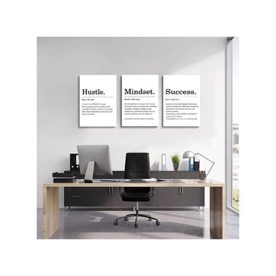 Inspirational Quotes Canvas Wall Art Black And White Quote Posters Hustle Success Mindset Definition Wall Art Positive Prints Motivational Office Pictures For Living Room Decor 16X24Inchx3 (No Frame)