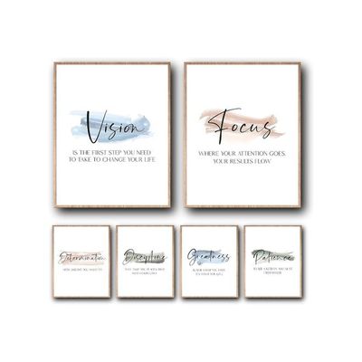 Inspirational Wall Art - Motivational Wall Art - Inspirational Wall Decor (Set Of 6, 8X10, No Frame)