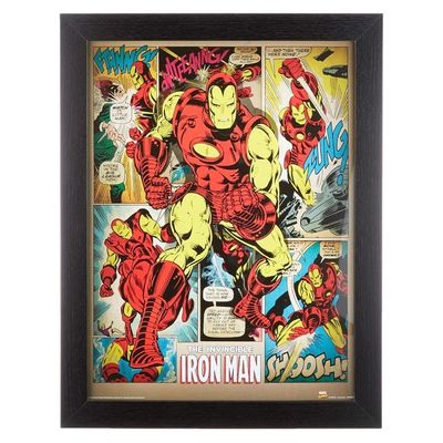 Iron Man (Retro) 30Cm X 40Cm Framed, Collectors Print