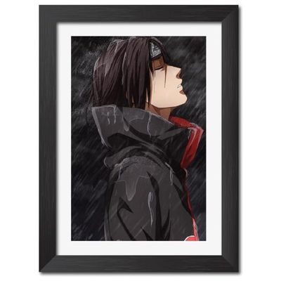 Itachi Uchiha Posters Naruto Anime Laminated Posters Framed Paintings With Matt Finish Black Frame (12Inches X 9Inches)