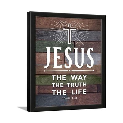 Jesus Quotes Wall Frames - Christian Wall Art - Bible Verses - (14 X 11 Inches) (Jesus The Way - Vintage)