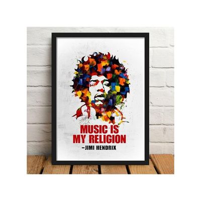 Jimi Hendrix Popart Framed Poster, Multicolour, Print, 10Inch X 13Inch For Room Office