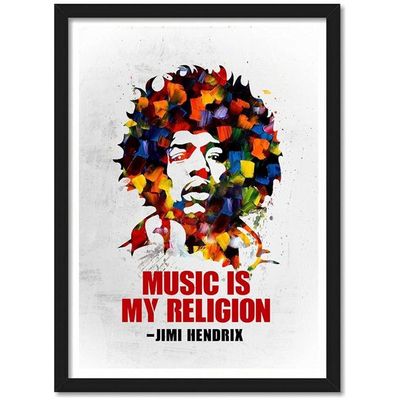 Jimi Hendrix Popart Framed Poster, Multicolour, Print, 10Inch X 13Inch For Room Office