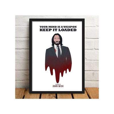 John Wick Minimal Art Framed Poster (Glass, 10 X 13 Inch, Multicolour)