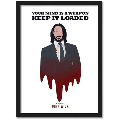 John Wick Minimal Art Framed Poster (Glass, 10 X 13 Inch, Multicolour)